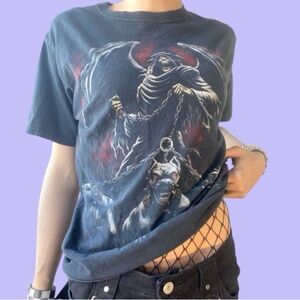 1990s “Cerberus Grim Reaper” Black Graphic Tee